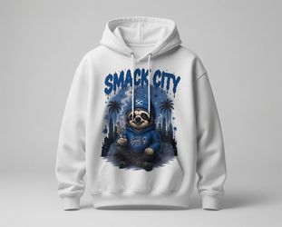 Smack City Sloth Hoodie  - White Streetwear NYC Since 2026