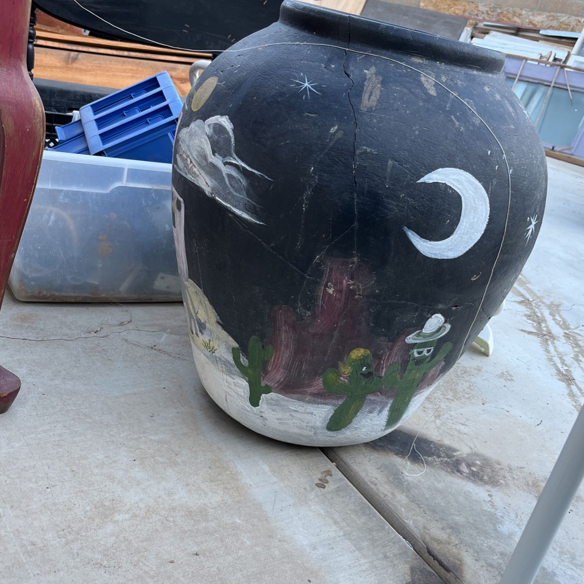 Vintage terra-cotta painted pot