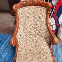 Vintage wood framed stable upholstery arm chair