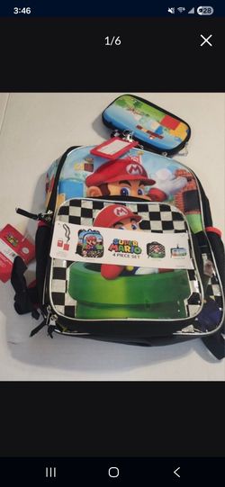 N. Peoria brand new walmart 17 Inch 4 Piece Backpack Set super mario Lunchbox lanyard name tag carry case Description Has Location Options