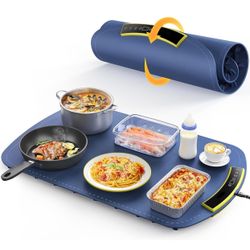 Electric Warming Tray - Foldable Food Warming Mat with 8 Temp Setting, Full-Surface Heat in 5s, 4 Hours Auto-Off, Easy to Clean with Nano-Material, fo