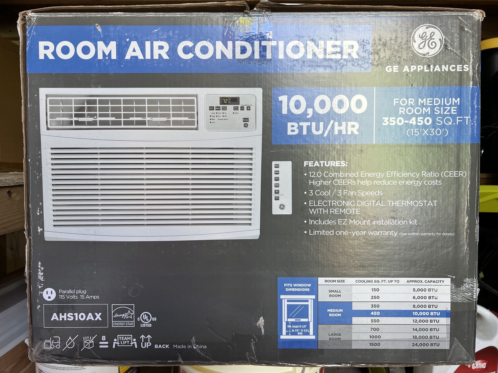 GE 10,000 BTU Window AC with bracket