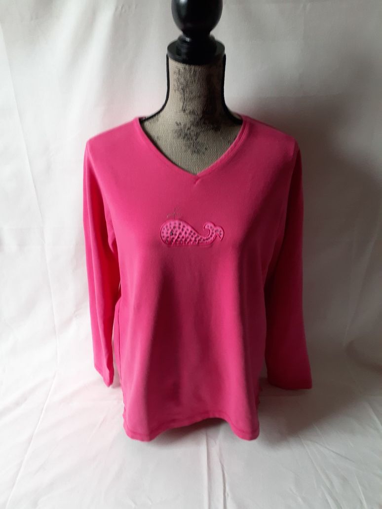 Quacker Factory embellished whale long sleeve top size M