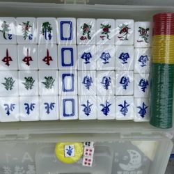 New Mah Jong Set With Portable Wooden Table Coin Tray