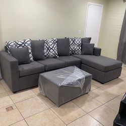 Grey Sectional With Ottoman !¡brand NEW In Stock!!