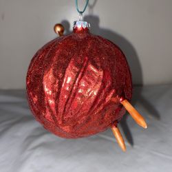 Ball of Yarn Knitter's Christmas Ornament Ball Red Glitter