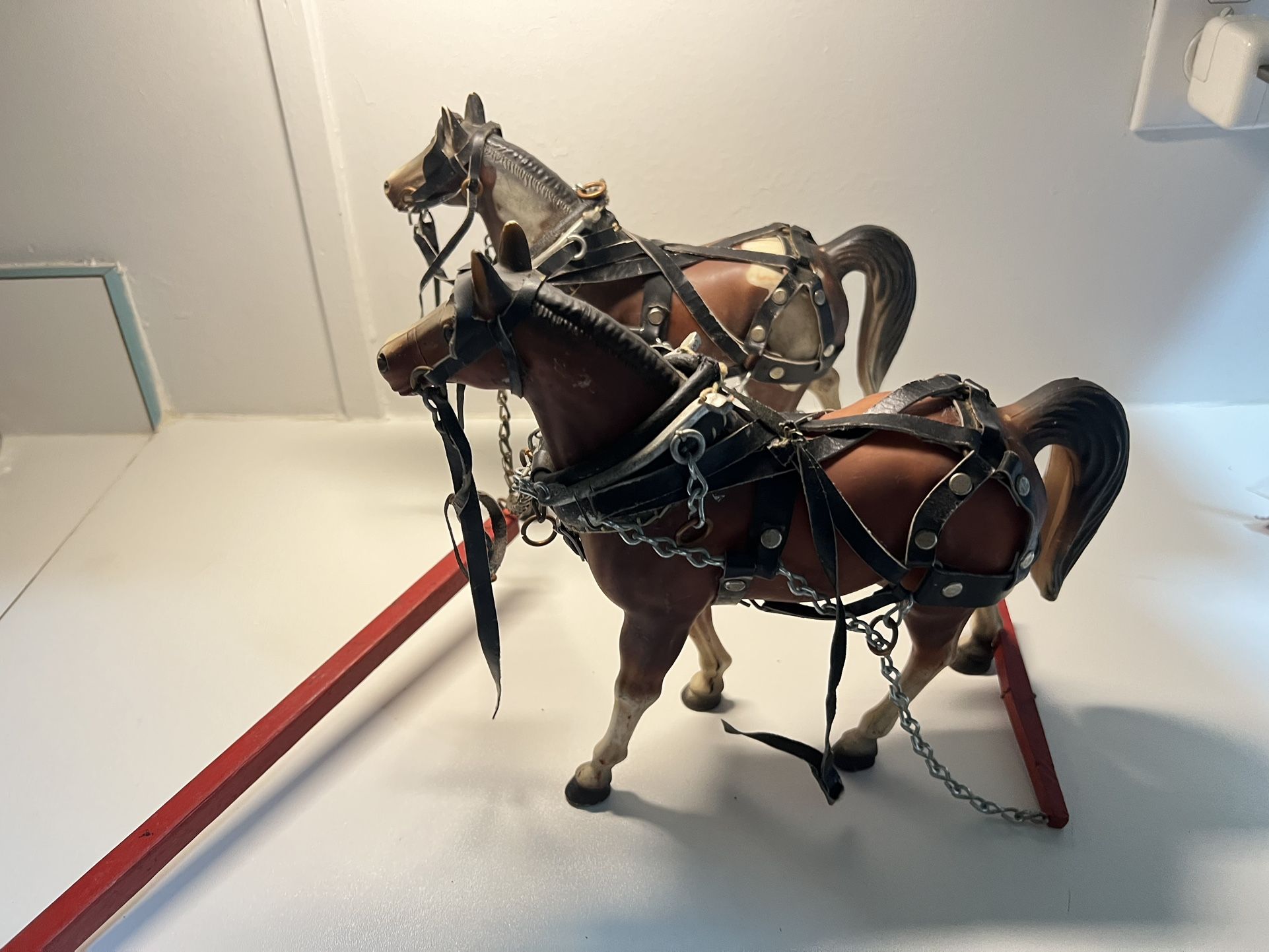 Vintage Brown Horse & Harness Figurine | Collectible Harnessed Horse Statue Ornament | Equestrian Stables Home Decor vintage