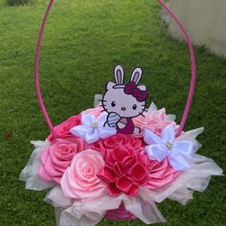 easter hello kitty flower basket