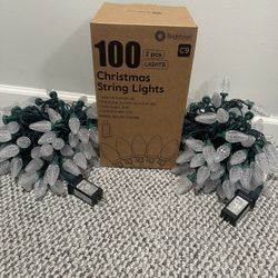 C9 LED Christmas Lights Outdoor  String Light Warm White 2 Pack