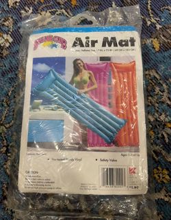 Vintage New Blue/Grn Splash Club Pool Inflatable Air Mat Swim Size 27" x 72" 90s