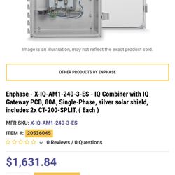 Enphase - X-IQ-AM1-240-3-ES - IQ Combiner with IQ Gateway PCB, 80A, Single-Phase, silver solar shield, includes 2x CT-200-SPLIT, ( Each ) MFR SKU: X-I