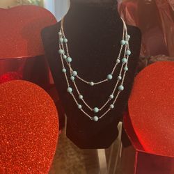 3 Layers Plated Silver With Turquoise Stone  