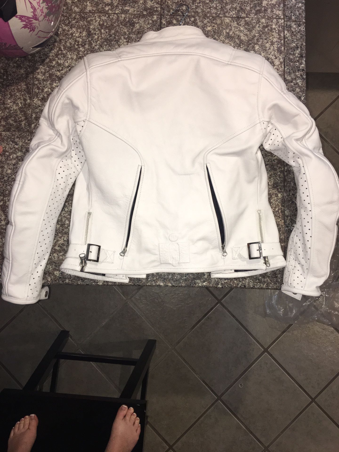 Leather jacket motorcycle helmet set women’s extra small