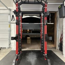 PRO SERIES Ultimate 3-1 Half Rack Functional Trainer w/Smith Machine Bar | 400lb Stack | Gym Equipment | Fitness | Commercial | Squat Rack 
