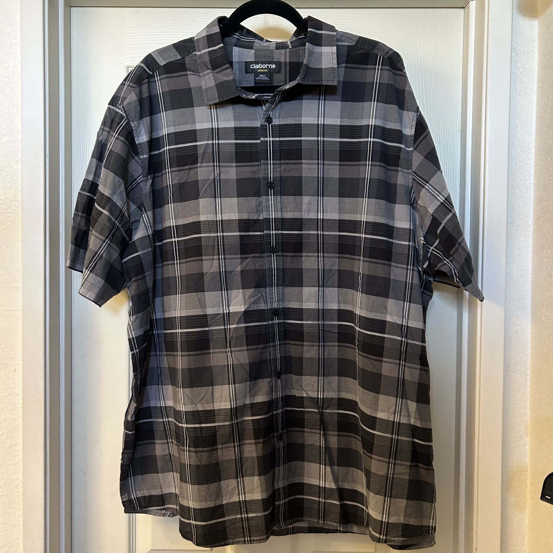 CLAIBORNE • Button Front Plaid Shirt 