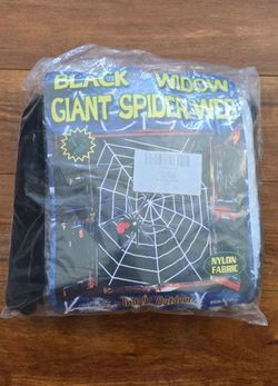 7 Ft Black Widow Giant Spider Web Halloween