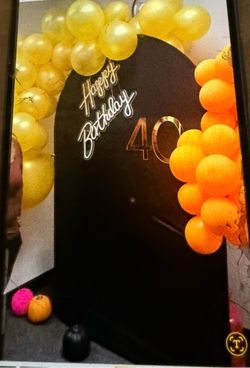 Happy Birthday 40 Party Backdrop with Balloons any letters.