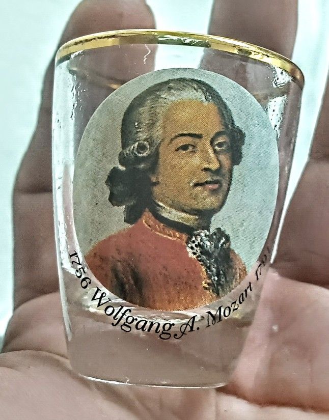 Vintage Gold-plated Lined Amadeus Mozart Shot Glass