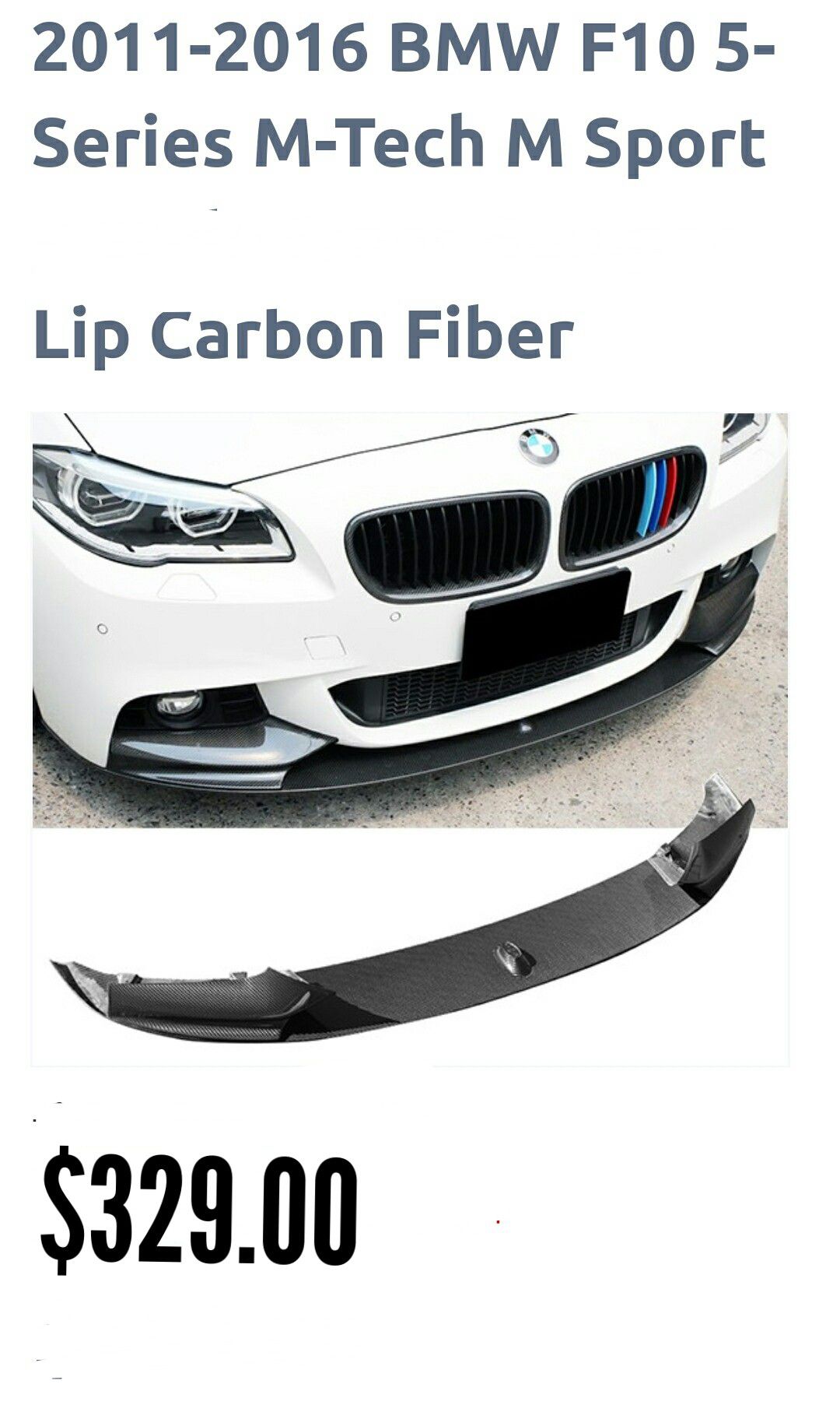 2011-2016 BMW F10 5 SERIES CARBON FIBER LIP, M-TEC STYLE