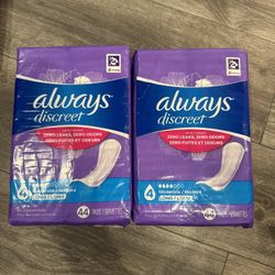 Always Discreet Adult Incontinence Pads for Women, Moderate Absorbency, Long Length, Postpartum Pads, 88 CT