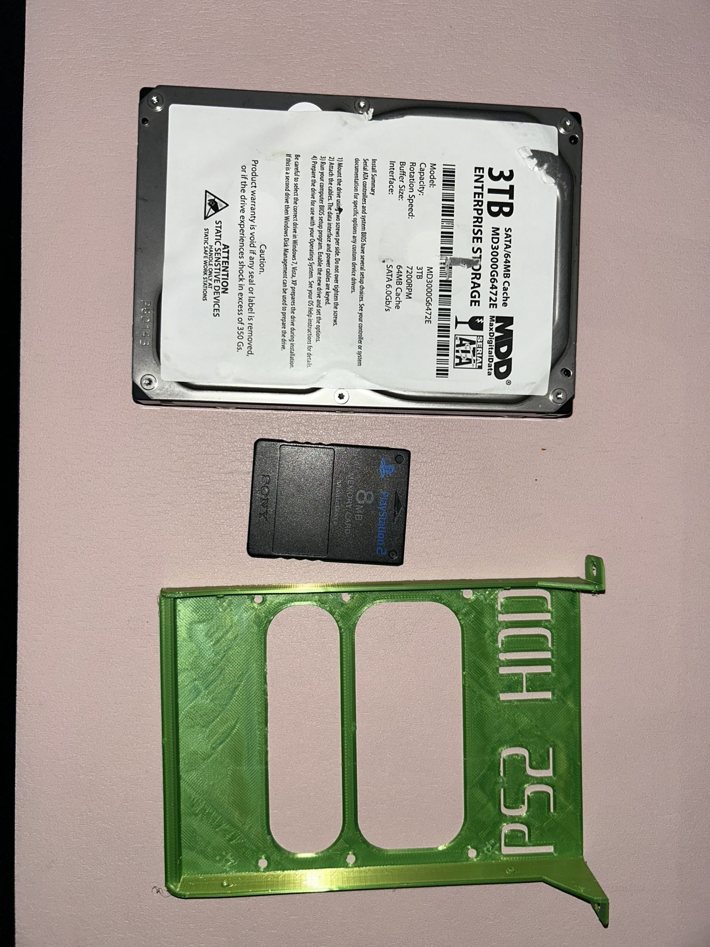 3TB SATA HDD For The PlayStation 2 With A Memory Card And PS2 SATA Adapter
