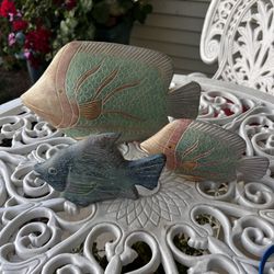 Three Colorful Decorative Wood Fish