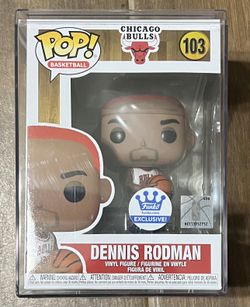FUNKO POP ! Dennis Rodman Red Hair #103 Exclusive Chicago Bulls with NBA Bag