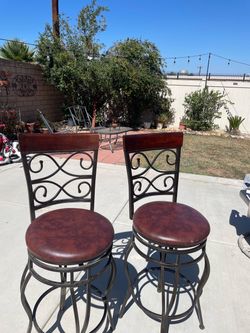 Metal and leather Swivel Bar Stools