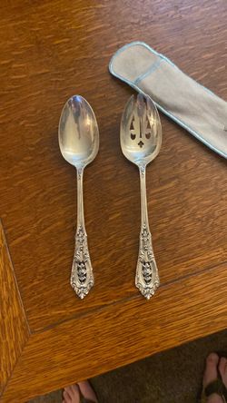 Sterling Silver Ornate Serving Spoon and Fork Set