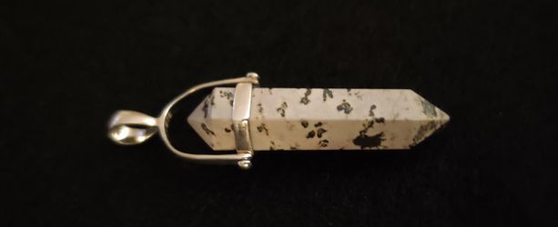 Sterling Silver Howlite Pendant measures 1.25" thick