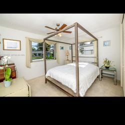 IKEA Queen metal bed frame & side table night stand