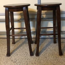 2 Wood Bar Stools