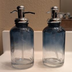 Set Of Heavy Glass Soap Dispensers