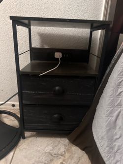 Two Black Nightstands with USB Ports