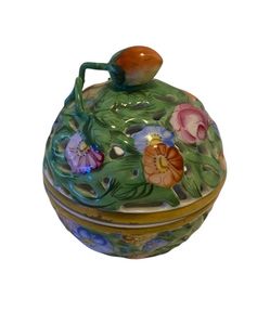 Vintage Herend (Hand Painted) Floral Porcelain Trinket Box