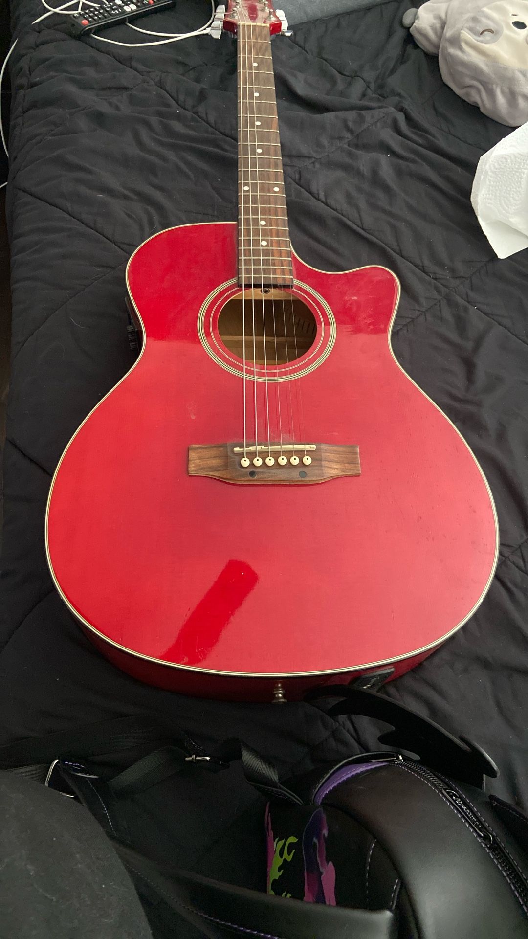Red Ashland Acoustic Guitar