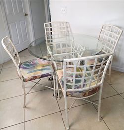 Authentic BROWN JORDAN Florentine Dining Set by RICARDO FRINIER + 8 Yards Matching Custom Linen Fabric