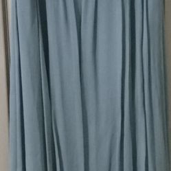 Jenny Yoo Collection Sz 14 Full Length Silk Gown in Smoke Blue w Back Zip Closure Impossible To Find!