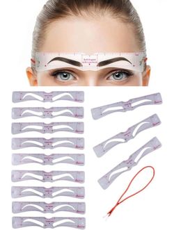 Eyebrow Shaper, 12Pcs Silicone Reusable Eyebrow Templates Eyebrow Card