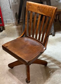 Vintage Solid Oak Bankers Chair Great Shape for Age!