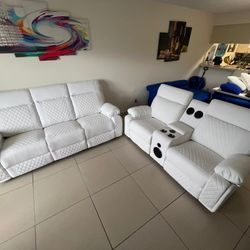 Sofa Y Loveseat (2) Reclinable Led Electrico 