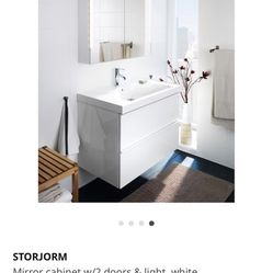 IKEA Mirror cabinet w/2 doors & light, white