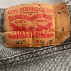Levi 501’s Original Fit Men’s Jeans Grey, Waist 31 And Length 30
