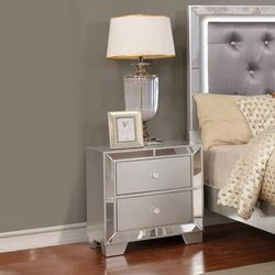 Collection E52379-NS Nightstand in Metallic Silver