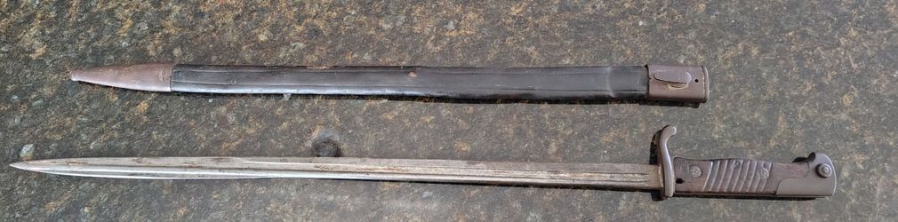 WW1 German 98/05 high ear sawback butcher bayonet~ v.c schilling suhl