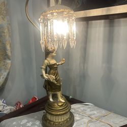 VTG Emile Bruchon Collection Francaise Girl Reading Book Crystal 28” Lamp!