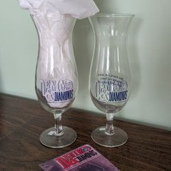 Denim & Diamonds Set Of 2 hurricane Glasses NEW 