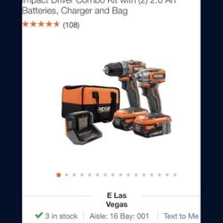 RIDGID BRUSHLESS 1/2" DRILL/IMPACT DRIVER COMBO KIT