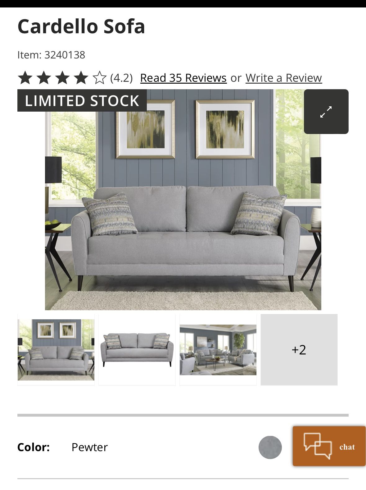 Comfortable Grey Couch - Ashley Furniture