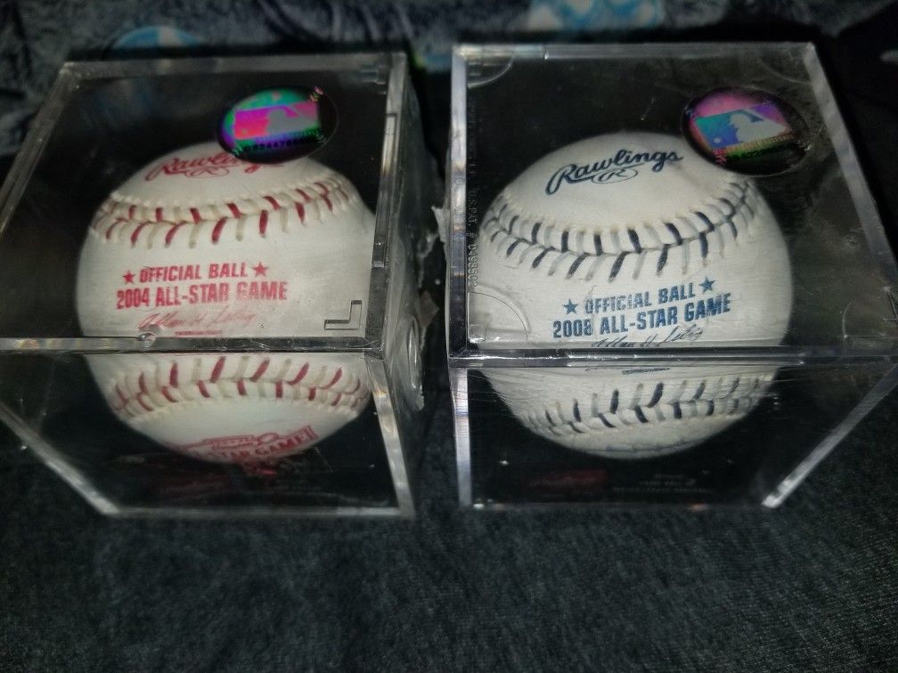 MLB AllStar Game Memorabilia 2004 & 2008 Encased Licensed Baseballs
